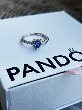 Anillo Pandora Corazón Azul Brillante Talla 56