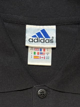 Polo Adidas Negro Vintage con Logos Bordados