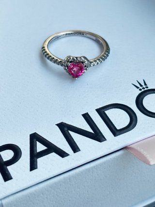 Anillo Pandora Corazón Rosa Brillante Talla 56