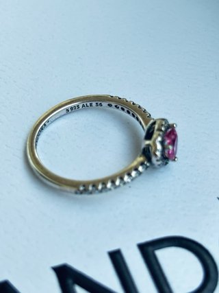 Anillo Pandora Corazón Rosa Brillante Talla 56