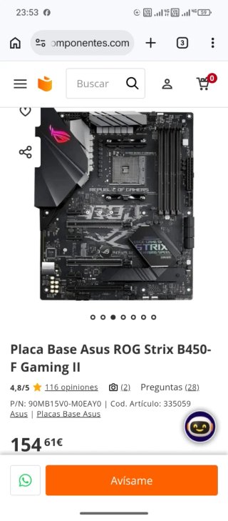Placa Base Asus ROG STRIX B450-F GAMING II