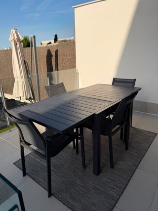 Mesa extensible jardín aluminio 90-180x90