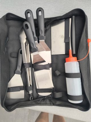 Kit Utensilios Barbacoa Negro/Plata