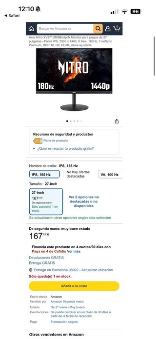 Monitor Acer + Tastiera + Mouse