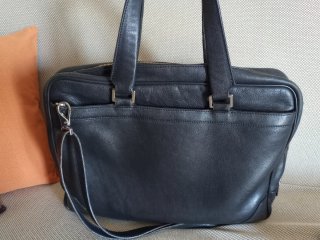 Borsa porta PC in pelle nera