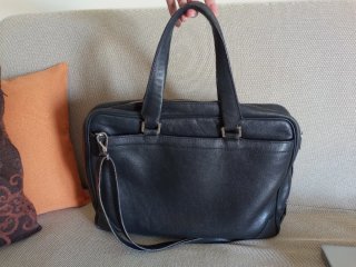 Borsa porta PC in pelle nera