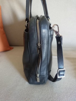 Borsa porta PC in pelle nera