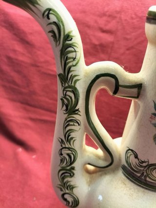 Jarra faiança pintada à mão c/ flores