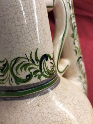 Jarra faiança pintada à mão c/ flores