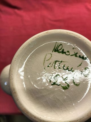 Jarra faiança pintada à mão c/ flores