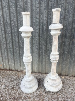 Pareja Candelabros Madera Antiguos
