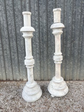 Pareja Candelabros Madera Antiguos