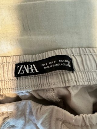 Pantalón Cargo Zara Talla S Beige