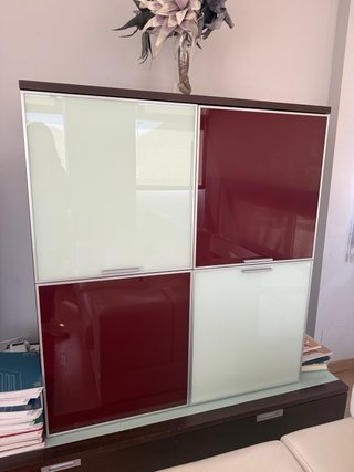 Mueble de salón modular wengué y cristal