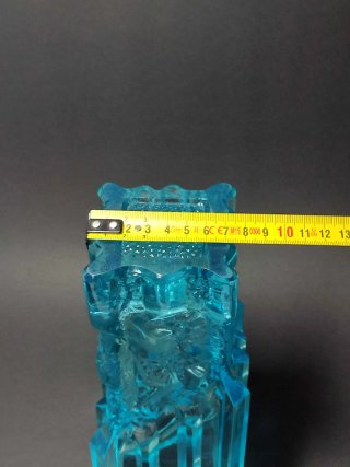 Jarrón Cristal Azul Vintage Efecto Hielo