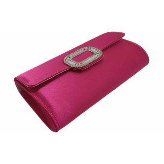 Bolso de fiesta rosa con piedreria y cadena dorada