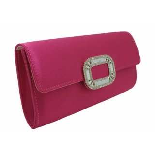 Bolso de fiesta rosa con piedreria y cadena dorada