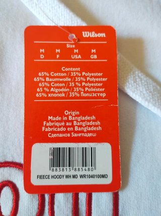 Sudadera Wilson Talla M Blanca y Roja