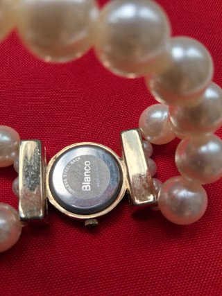 Reloj pulsera perlas dorado