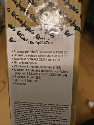 Portátil HP 15 Intel Celeron 4Gb 128