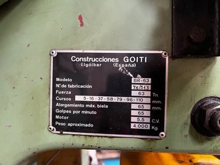 Prensa Mecánica excentrica GOITI 63 Toneladas