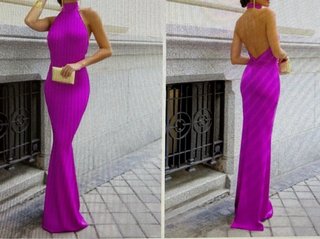 Vestido largo morado elegante, con un solo uso.