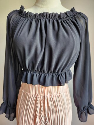 Completo Top Nero e Pantalone Plissé Rosa S/M (IT)