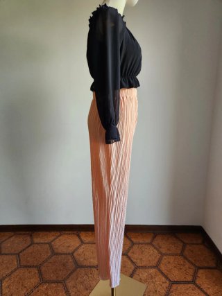 Completo Top Nero e Pantalone Plissé Rosa S/M (IT)