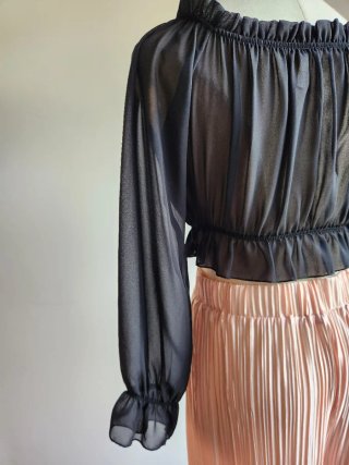 Completo Top Nero e Pantalone Plissé Rosa S/M (IT)