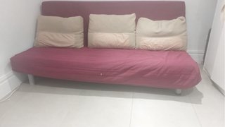 Sofá Cama Tela Rojo y Beige