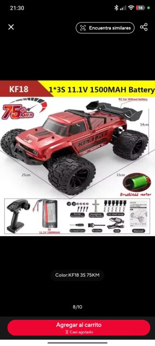 Coche RC Todoterreno Rojo escala 1/14
