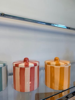 Tarros cerámica rayas estilo mediterráneo