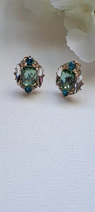 Pendientes joya mujer verde y turquesa
