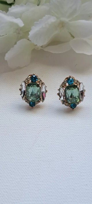 Pendientes joya mujer verde y turquesa