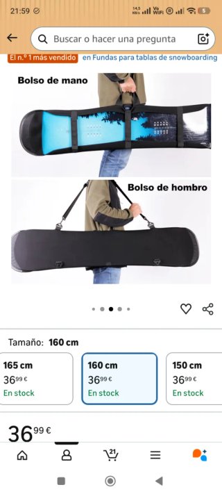Funda para tabla de snowboard 160cm