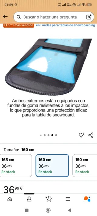 Funda para tabla de snowboard 160cm