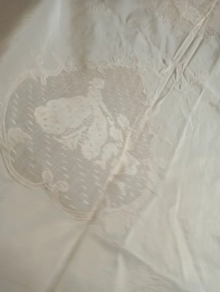 Copriletto Vintage Raso Seta Écru