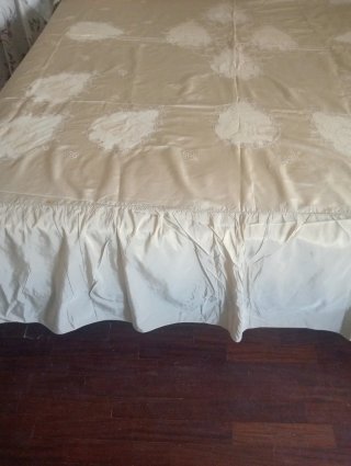 Copriletto Vintage Raso Seta Écru