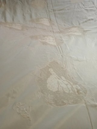 Copriletto Vintage Raso Seta Écru
