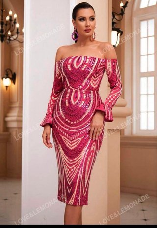 Vestido fiesta lentejuelas rosa y dorado
