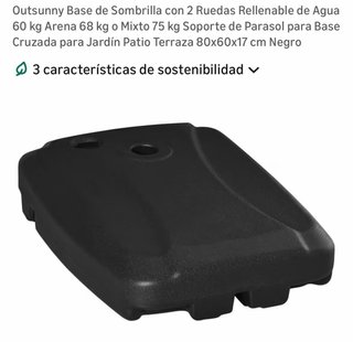 Sombrilla de Jardín Outsunny Color Negro