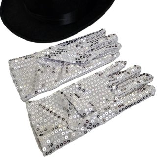 Sombrero Negro Guantes Lentejuelas MICHAEL JACKSON