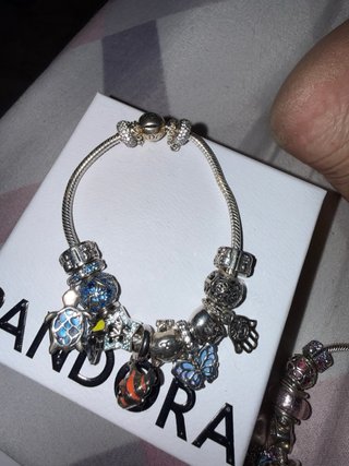 Pulsera Pandora Plata con Charms Corazones