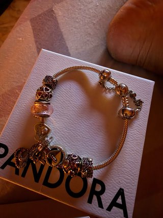 Pulsera Pandora Plata con Charms Corazones