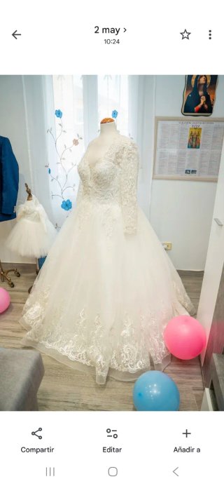 Vestido de Novia Blanco Encaje Manga Larga