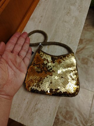 Bolso fiesta E. Ferri lentejuelas dorado