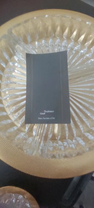 Antipastiera in vetro e metallo dorato