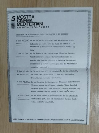 5 Mostra Cinema Mediterrani 1984 y varias cosas.