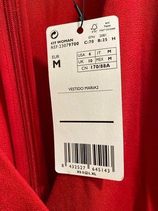 Vestido rojo Mango Talla M