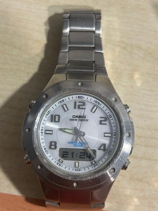 Reloj Casio Wave Ceptor Plata Blanco